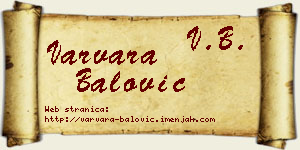 Varvara Balović vizit kartica